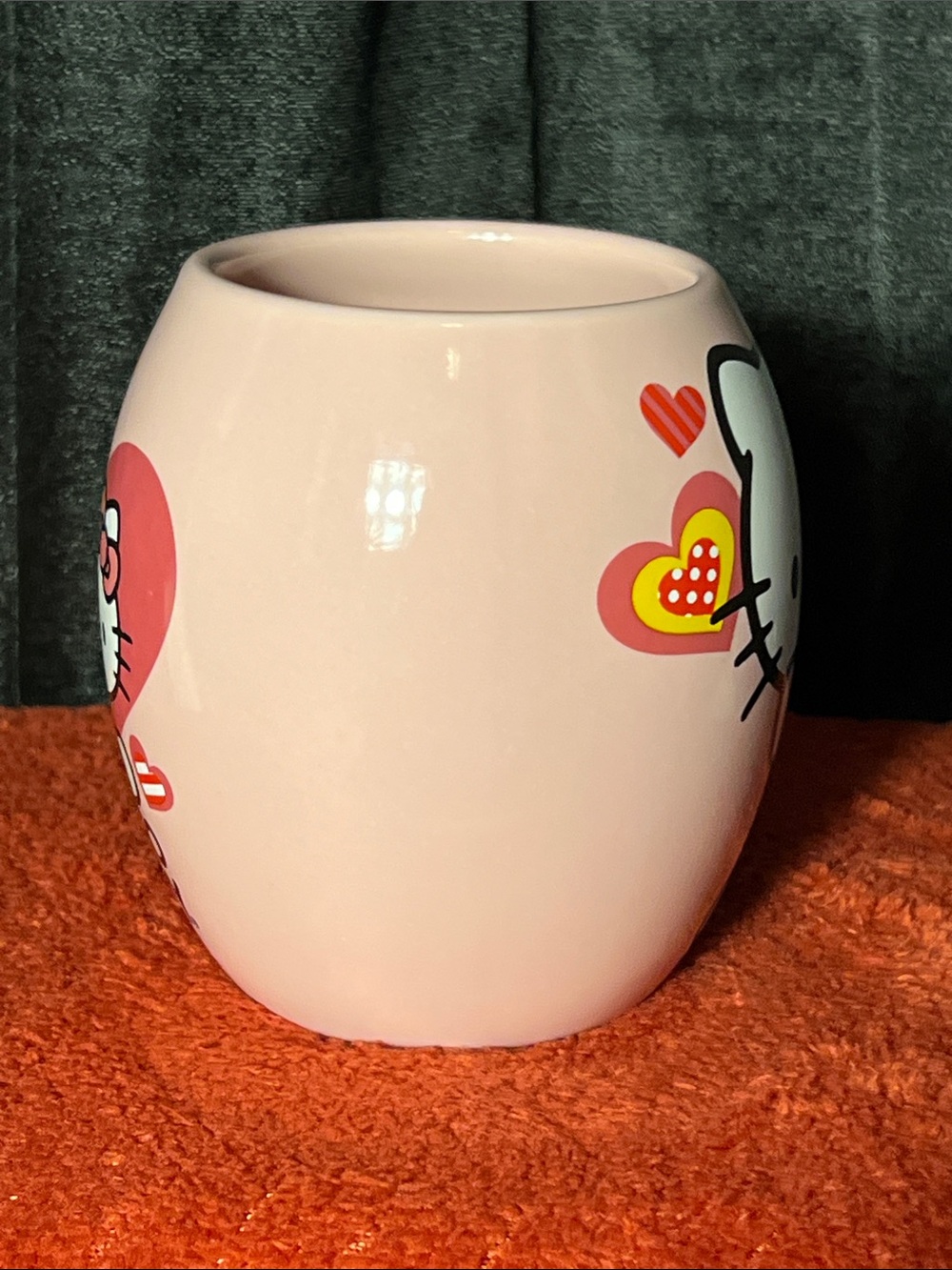 Hello Kitty Pink Ceramic Mug with Red and Yellow Accents - Picture 2 of 6